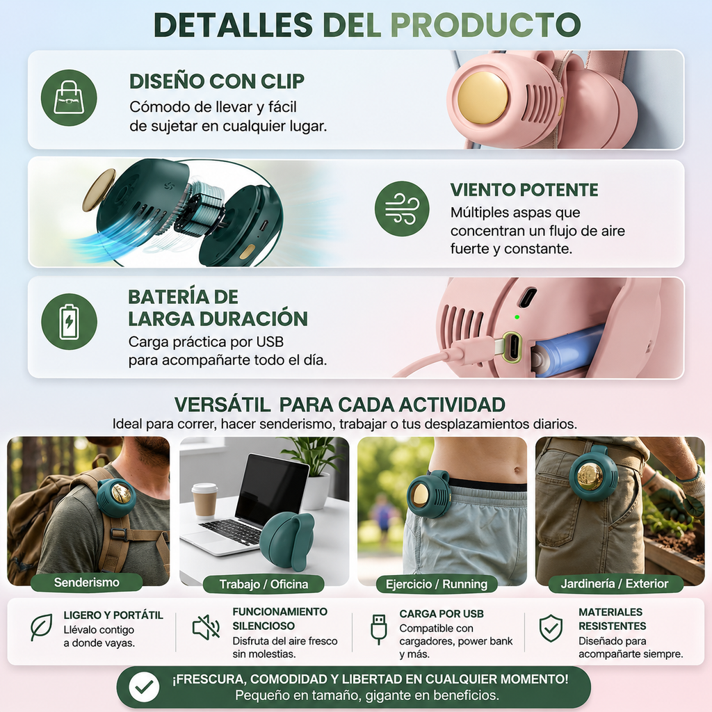 Mini ventilador portátil.